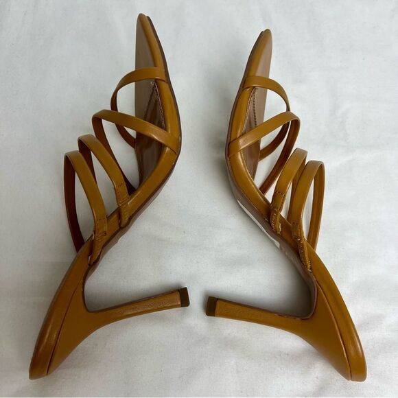 ASOS DESIGN NWOT Strappy Sandals 3.75” Heels Pointed Open Toe Brown Size 8 - Picture 4 of 8